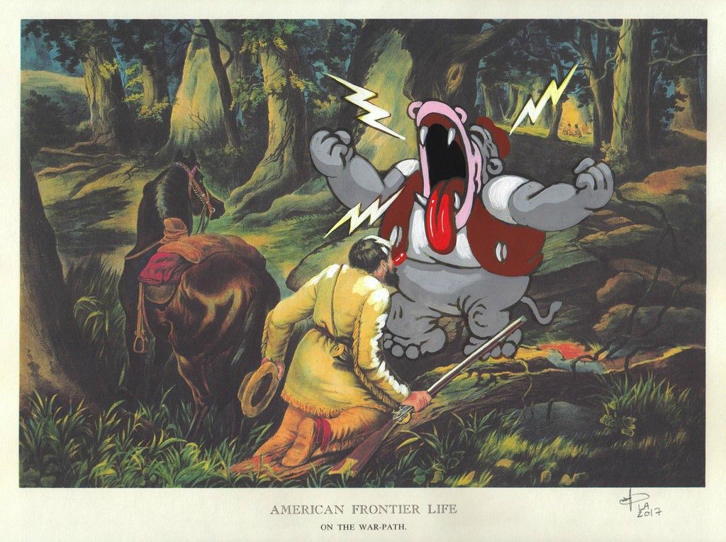 American Frontier LifeGouache on print, 2017