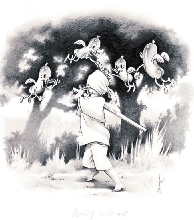 Dancing in the Mist Graphite on paper, 10 x 10 in, 2011