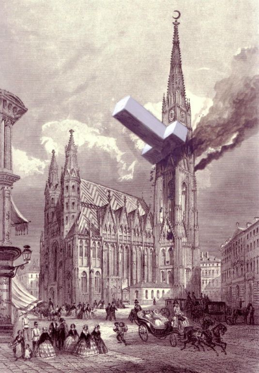 Viena, La Catedral de San Esteban hacia 1850Acrylic on print, 21 x 30 cm, 2007