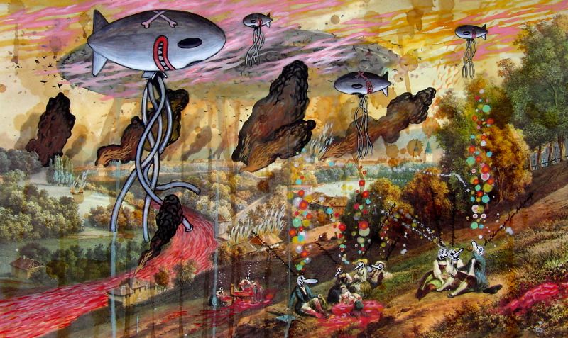 Berna 1830Watercolor on print, 47 x 28 cm, 2005
