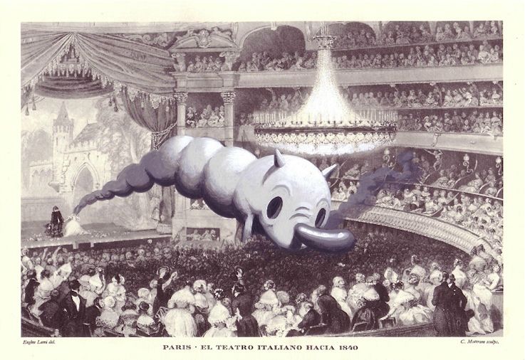 Paris, El Teatro Italiano hacia 1840Acrylic on print, 2007