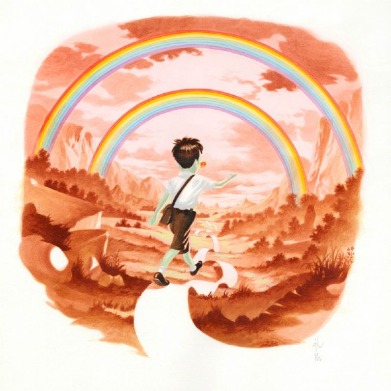 Double RainbowAcrylic on paper, 16 x 16 in, 2012