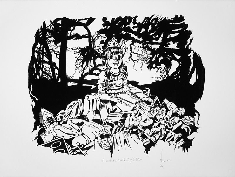A Mind Is a Terrible Thing to WasteInk on Arches paper, 22 x 30 in, 2014