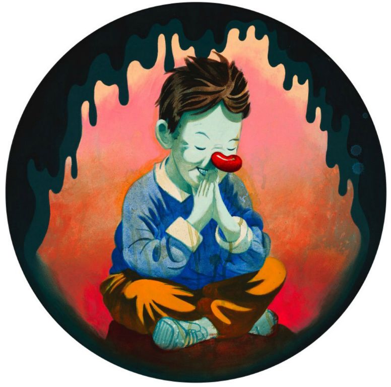 
Our Lips Are Sealed, Acrylic on canvas, 20 in diameter, 2010
